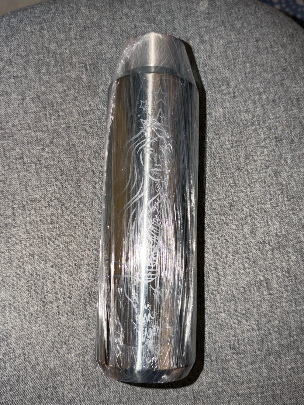 Stainless Steel Silver Water Bottle with Engraved Design